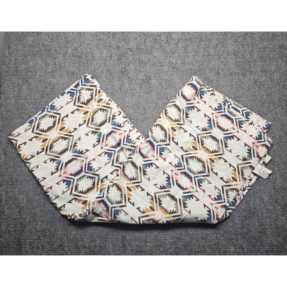 Pendleton 100% Cotton Flat Sheet Southwestern Geometric Print White Multi Turkey